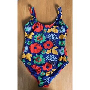 Merimekko for Target Size Medium Floral One Piece Swimsuit Blue